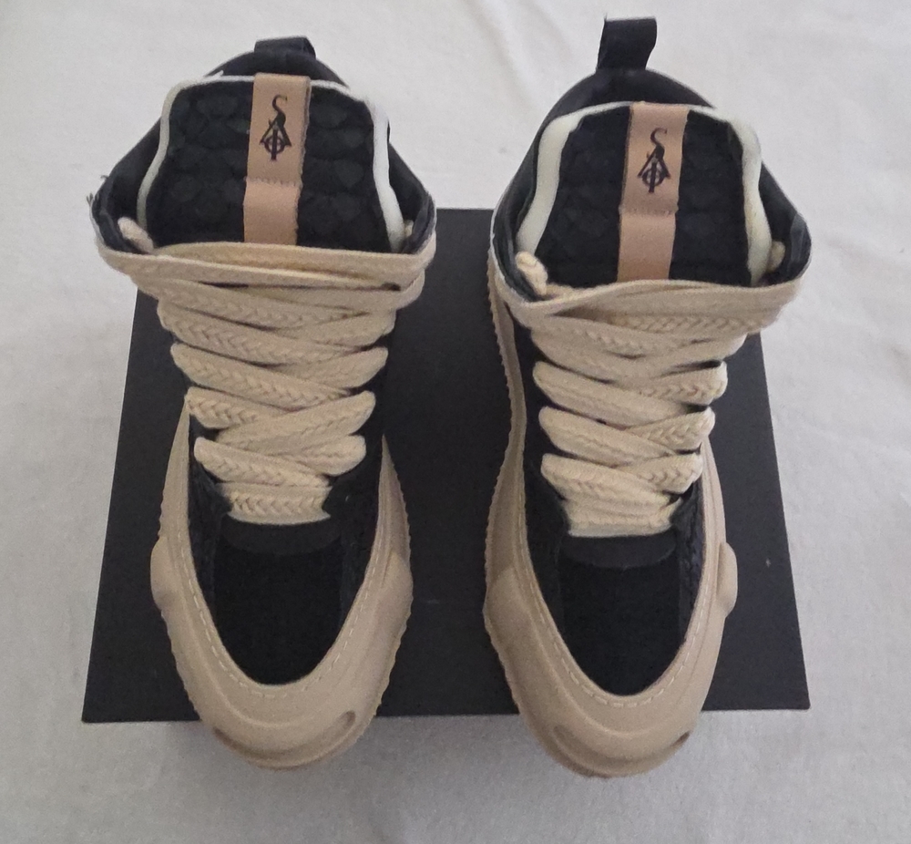 Men's Black and Tan High-Top Sneakers